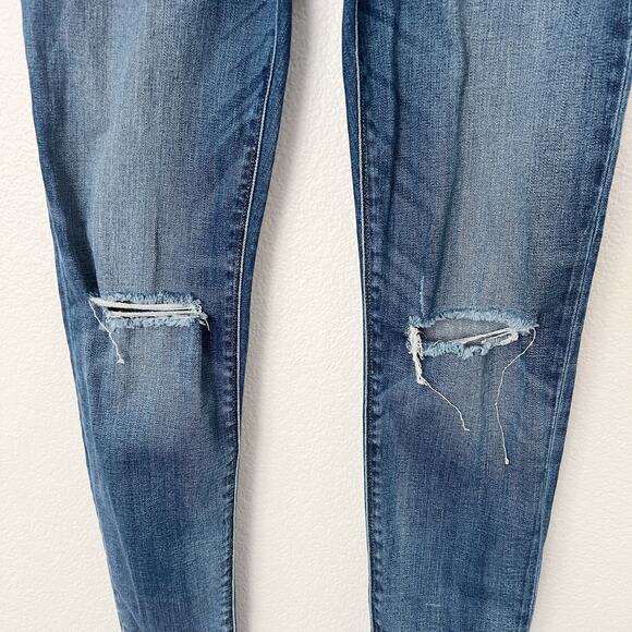 [Hudson] Nico Mid Rise Ankle Skinny Jeans Dark Wash Ripped Knee Distressed Sz 29 - Picture 5 of 11